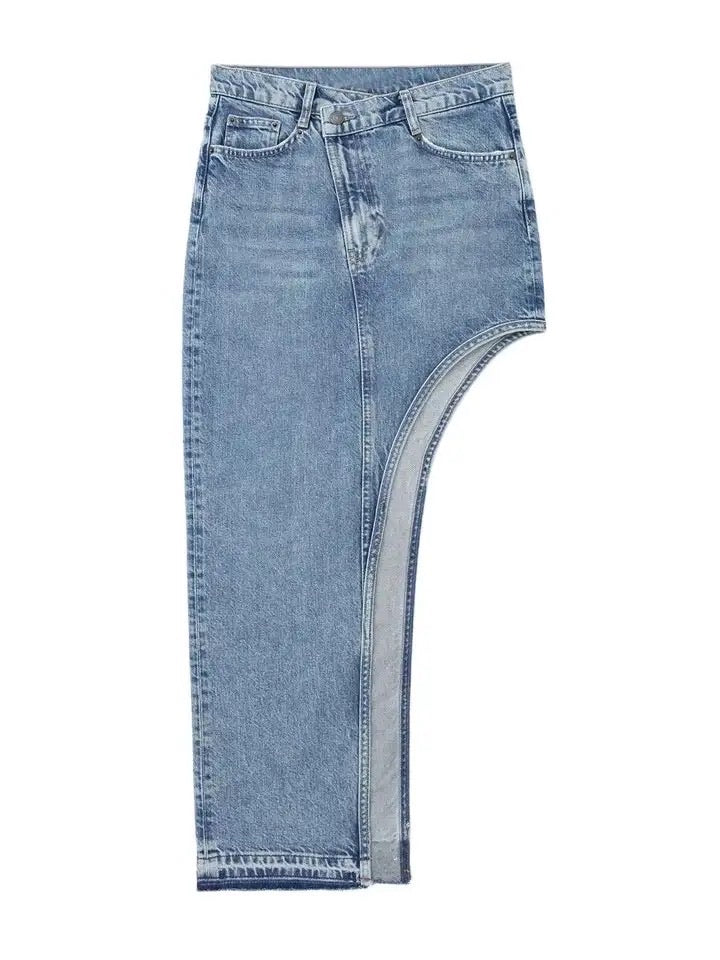 Asymmetrical Denim Skirt