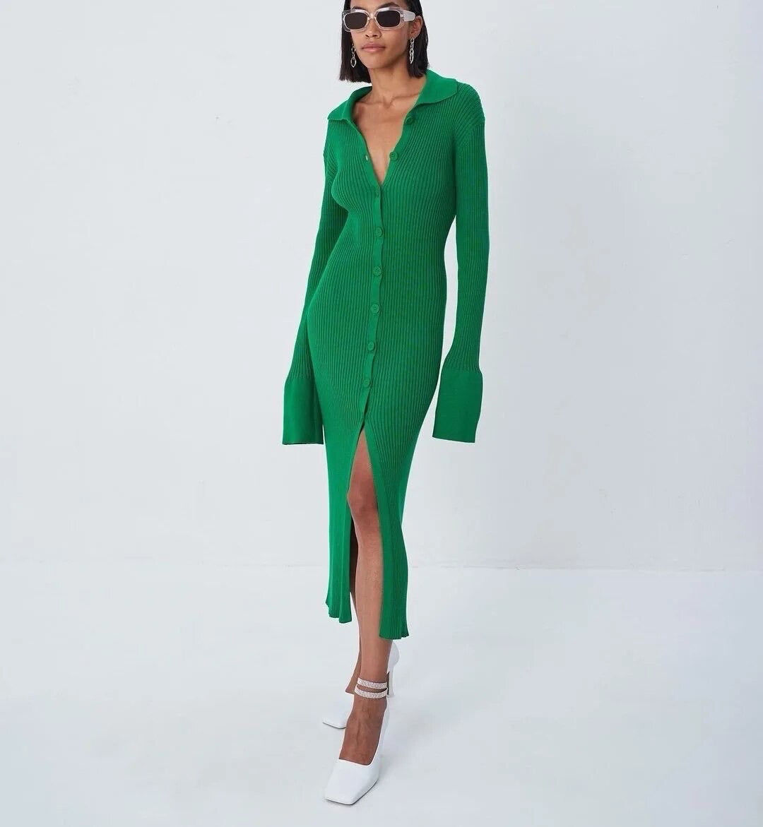 Ribbed Button Down Dress