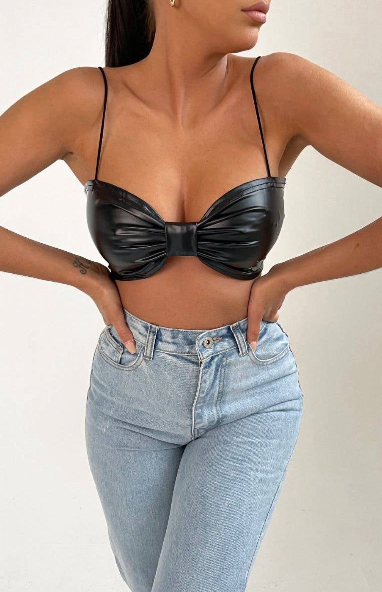 Black Top Knot Top