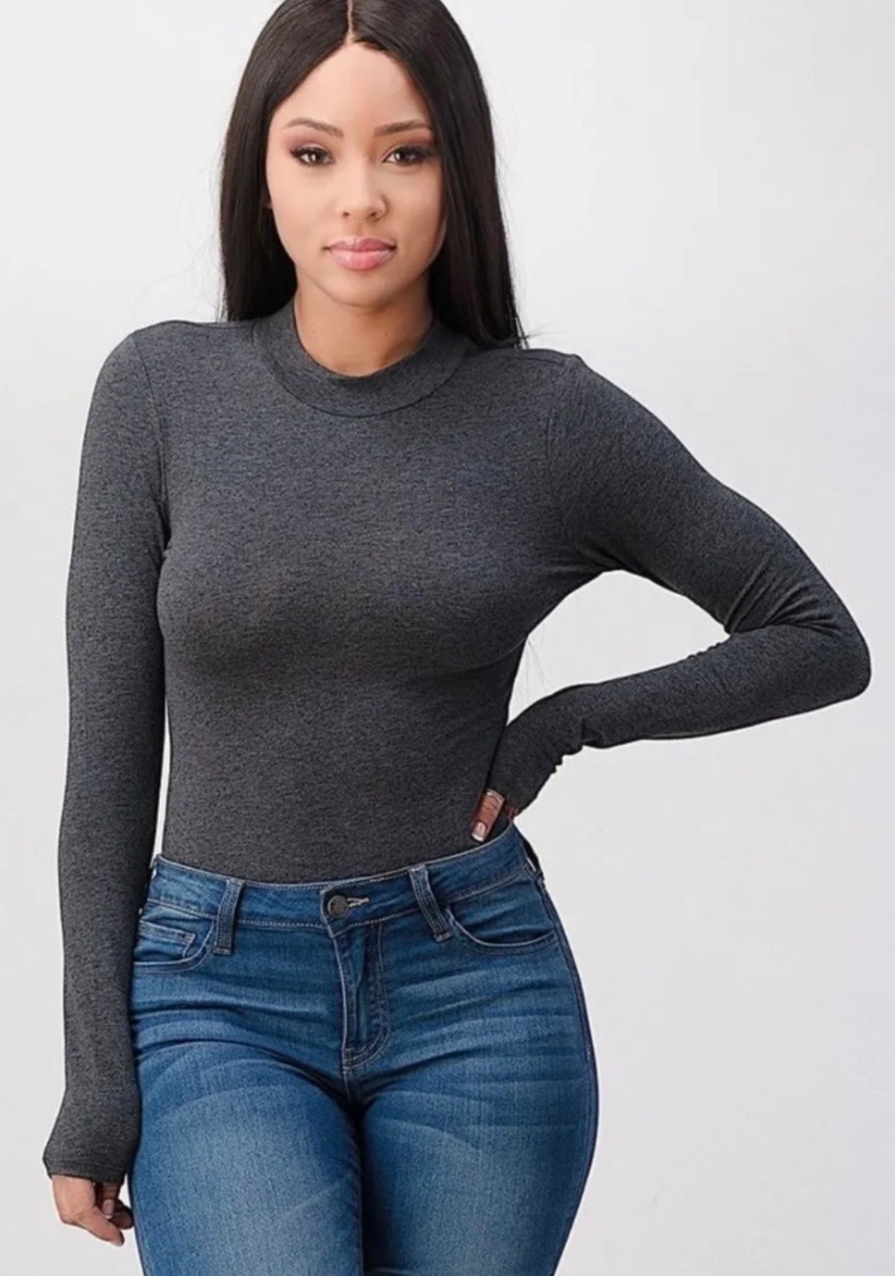 Solid Mock Neck Bodysuit