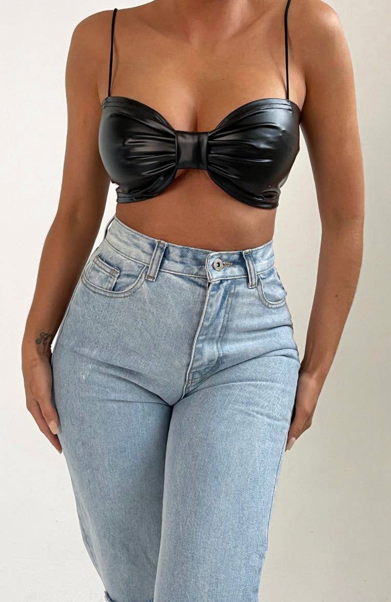 Black Top Knot Top