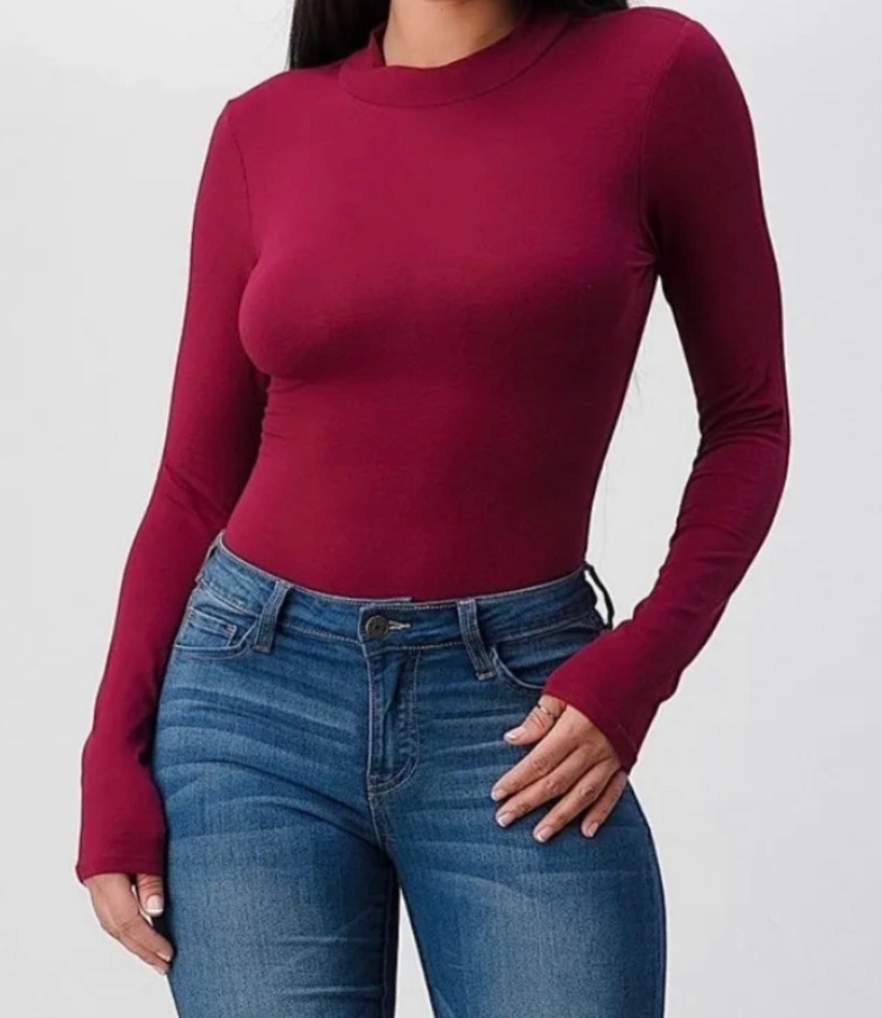 Solid Mock Neck Bodysuit