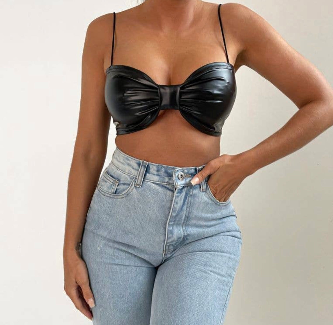Black Top Knot Top