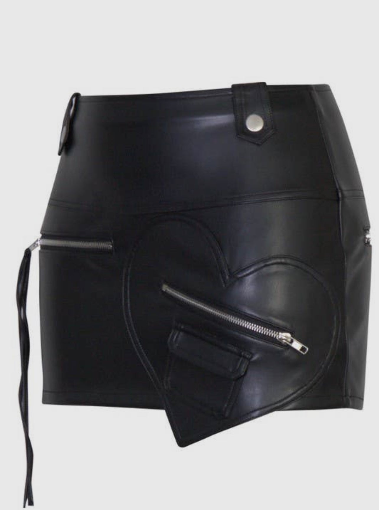 Vegan Leather Mini Heart Skirt
