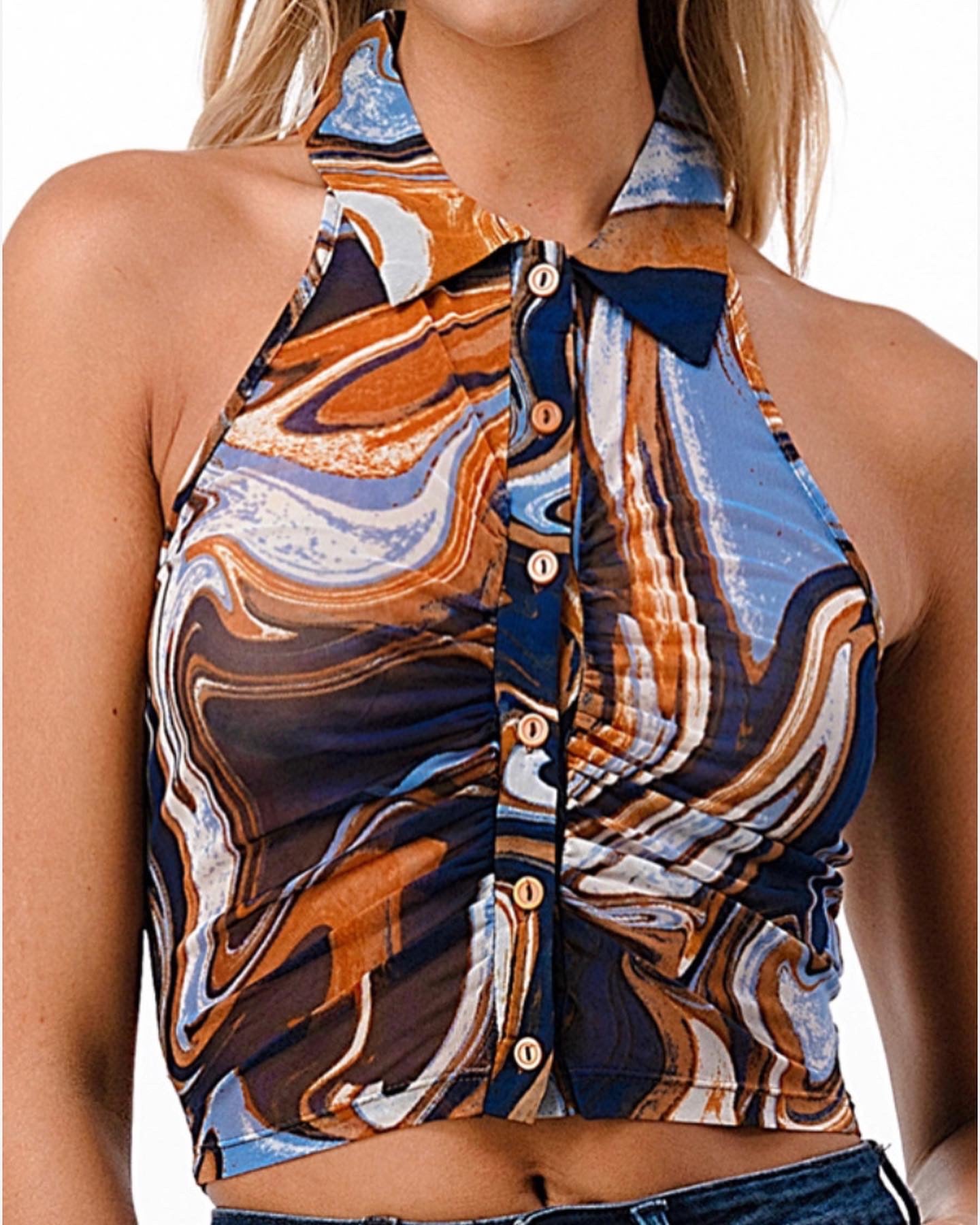 Swirl Button Top